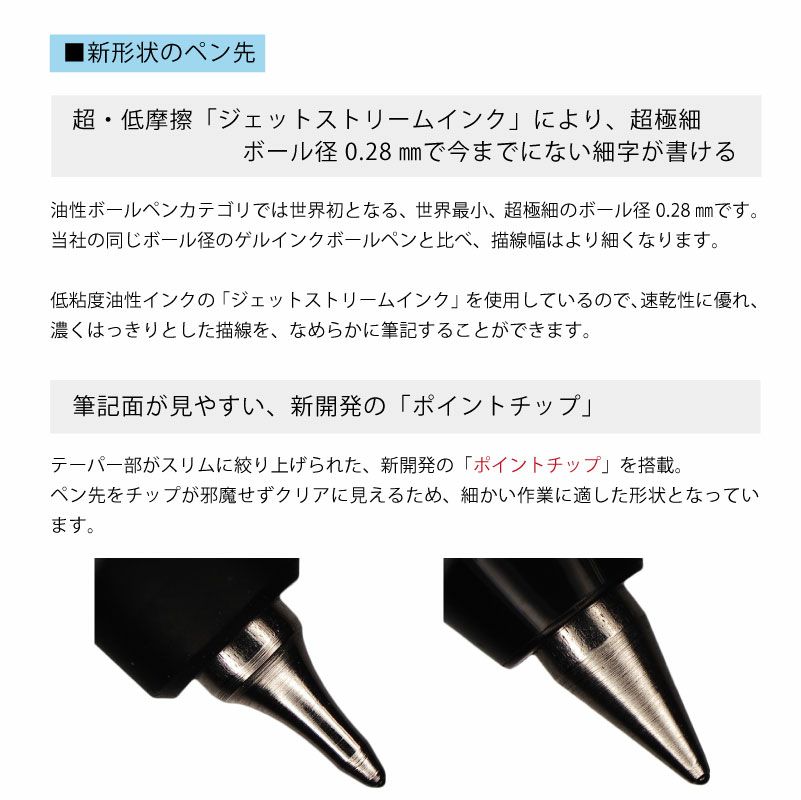uni ジェットストリーム JETSTREAM エッジ EDGE ボールペン 超極細 0.28mm ポイントチップ搭載 ノック式 ブラック シャンパンゴールド ネイビー ホワイトレッド
