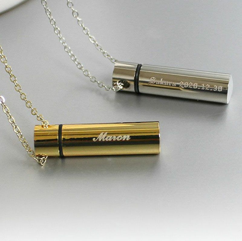 【名入れ対応】遺骨カプセル ネックレス スリム 真鍮 オモイデノアカシ ゴールド シルバー ペット 思い出