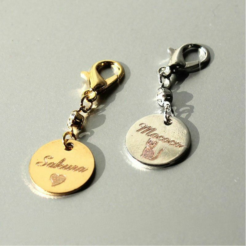 名入れ チャーム ストーン付き 彫刻チャーム