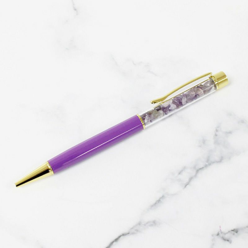 【名入れ対応/即日出荷】天然石ボールペン ジェットストリーム搭載 ボールペン パワーストーン さざれ石 ツイスト式 ラピスラズリ ローズクォーツ シトリン ペリドット ガーネット アメジスト ディープローズクォーツ 贈り物 プレゼント