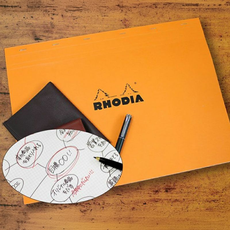 ロディア ブロックロディア BLOC RHODIA No.38 A3＋ ノート メモ帳 マインドマップ レポートパッド 5ｍｍ方眼 マイクロカット加工 オレンジ