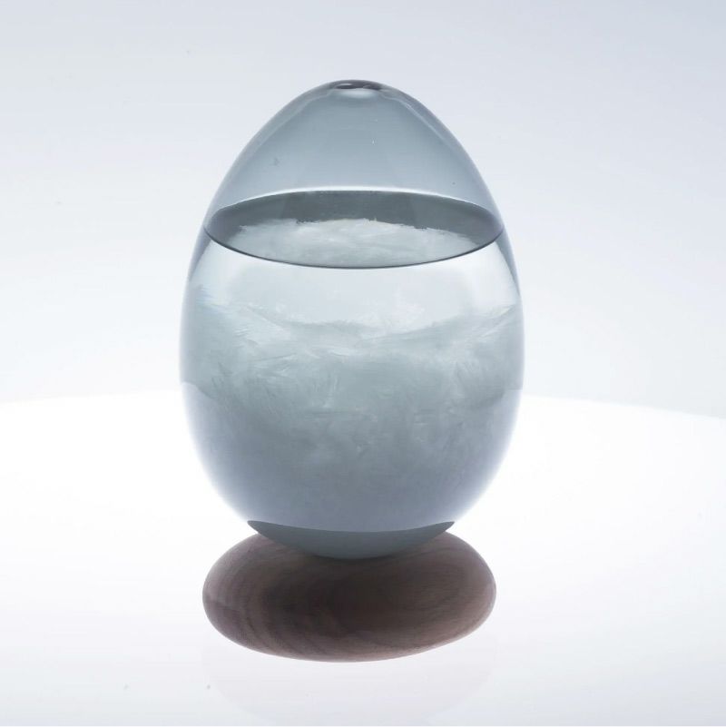 【名入れ彫刻】　テンポパルス　ドーン　ストームグラス　ウォルナット　Tempo Pulse Dawn　100percent　グレー 北欧 インテリア アンティーク オブジェ 置物 飾り 結晶 おしゃれ 雑貨 ガラス デザイン プレゼント 記念 開店祝い 引越祝い 誕生日 結婚祝い ギフト