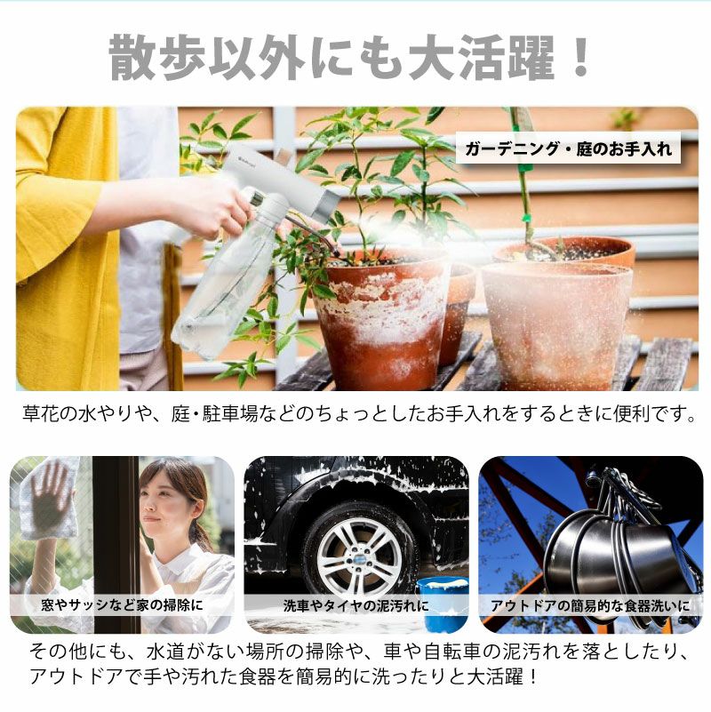 Multi Auto Sprayer 電動ウォータースプレー マルチオートスプレー 充電式 ペット ペットボトル装着型 持ち運び 犬のおしっこ 散歩 ガーデニング 洗車