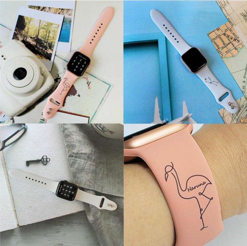 【名入れ対応】アップルウォッチ apple watch シリコン バンド ラバーバンド バンド アップル 38ｍｍ 40ｍｍ 41ｍｍ くすみカラー スポーツ ロゴ彫刻