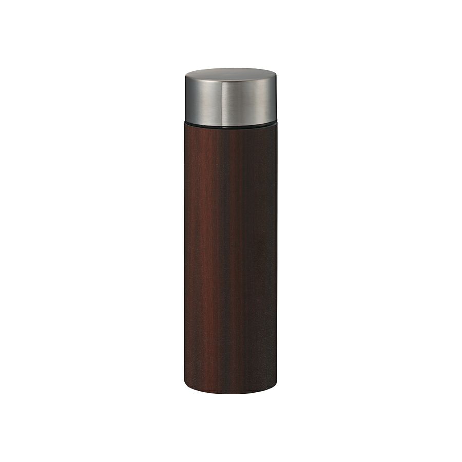 【名入れ無料】 木目調ボディサーモボトル 450ml  水筒 真空二層構造 保冷 保温 大容量 モダン ナチュラル ブラウン ホワイト マイボトル おしゃれ ギフト オフィス アウトドア キャンプ 学用品 入学