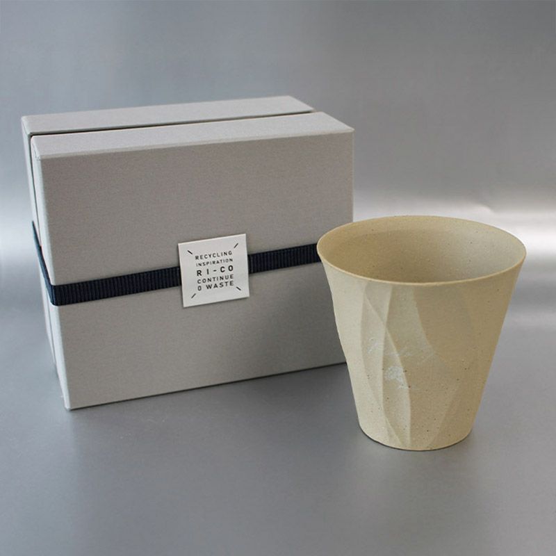 【名入れ彫刻】 RI-CO TIME ロックグラス lvory white アイボリーホワイト コップ タンブラー ウイスキー 焼酎 ビール 工芸 陶器 備前焼 食器 雑貨 リサイクル 再生素材 エコ SDGs ギフト 贈り物 記念日 誕生日 お祝い 卒業祝 就職祝 入学祝