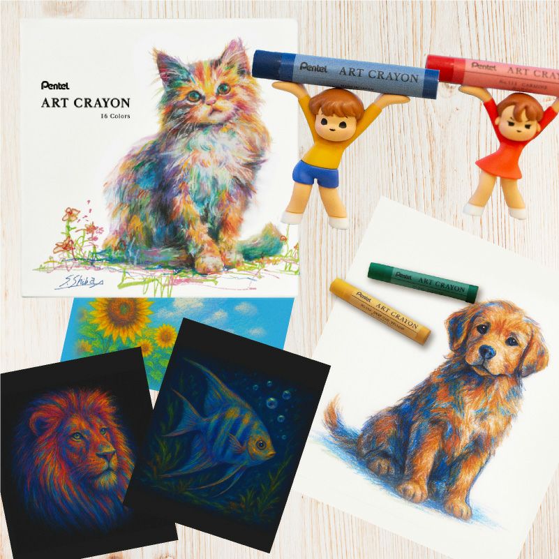 【日本製】 ぺんてる Pentel アートクレヨン 16色 【カラーケント紙 10枚付き】 クレヨン パステル 高発色 大人 混色 画材 油彩 水彩 ぼかし 厚塗り アート 美術 工作 スケッチ イラスト デザイン ワークショップ 教室 学童 趣味 夏休み 子供 プレゼント