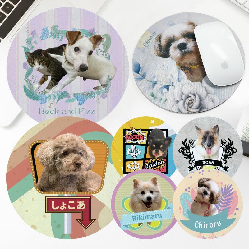 【写真入れ/名入れ無料】 特急プリント ソフトマウスパッド ラウンドホワイト 写真　プリント 全面プリント オーダーメイド ペット うちの子グッズ 犬 猫 孫 PC アクセサリー オフィス デスクワーク 記念 ギフト メモリアル 思い出 景品 誕生日 プレゼント