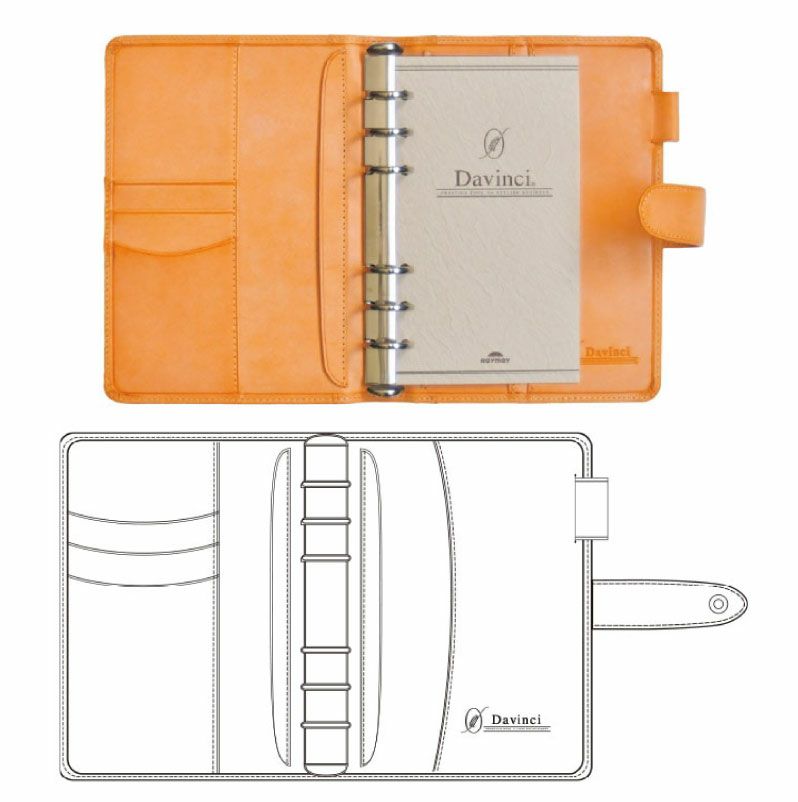 【名入れ無料】ダヴィンチ ロロマクラホック Davinci RoromaHook 聖書サイズ リング24mm 限定 システム手帳 アージェント イエロー コーラル