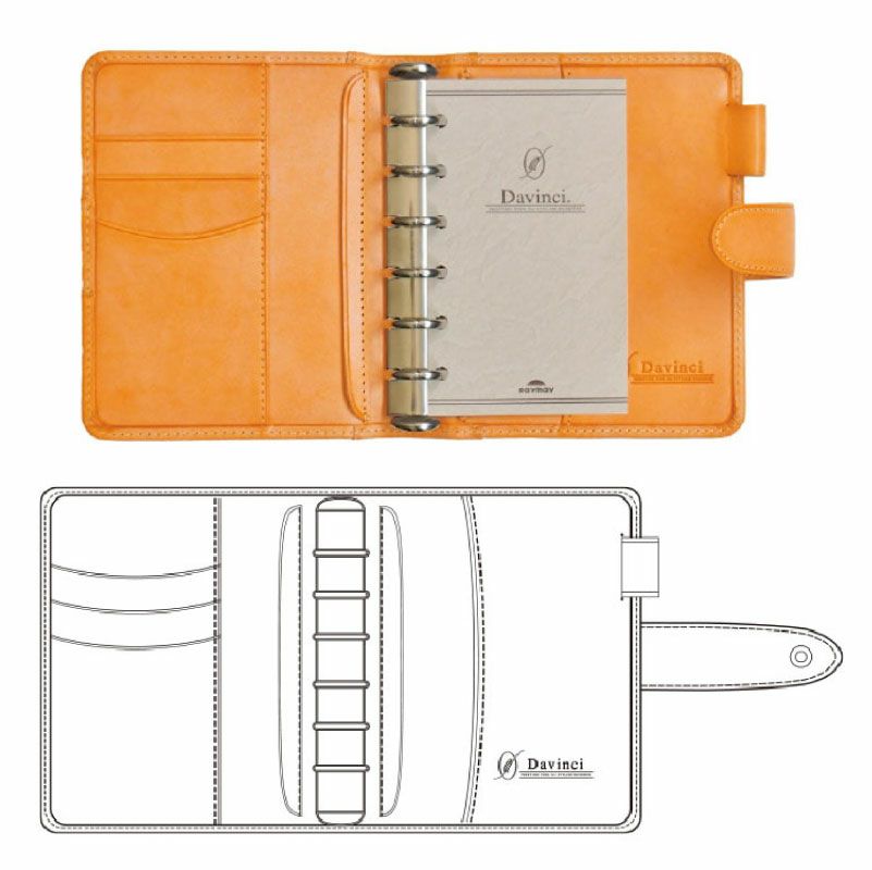 【名入れ無料】ダヴィンチ ロロマクラホック Davinci RoromaHook mini5サイズ リング16mm 限定 システム手帳 アージェント イエロー コーラル