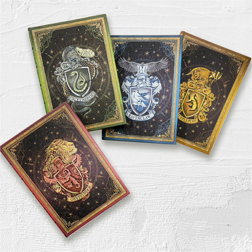 【ミディ 罫線 4冊セット】Paperblanks ペーパーブランクス Harry Potter ハリーポッター ホグワーツ 4寮コンプリート グリフィンドール スリザリン レイブンクロー ハッフルパフ ノート  箱推し 