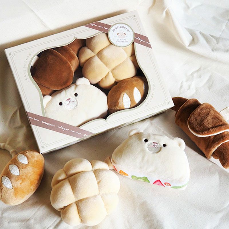amanoppo あまのっぽ もちっとラトル こぐまくんの焼きたてパン 布ラトル カラビナ付き 出産祝い 誕生日 記念日 贈り物 プレゼント