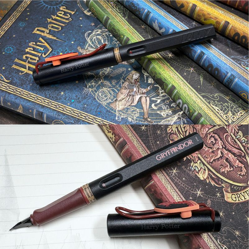 【名入れ無料】ハリーポッター Harry Potter LAMY サファリ 万年筆 4寮セット ＋ ペーパーブランクス ミディ 無地 ノート4冊セット ホグワーツ 全寮コンプリート ８点セット グリフィンドール スリザリン レイブンクロー ハッフルパフ ハリポタ