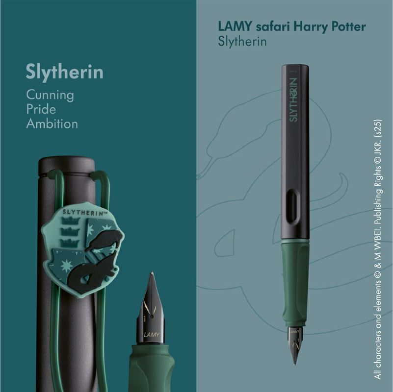 【名入れ無料】　ラミー サファリ LAMY Safari ハリーポッター Harry Potter ハリポタ 万年筆 ペーパーブランクス Paperblanks スリザリン ホグワーツ ミディ 罫線 ノート 2点セット 誕生日 ギフト 推し活