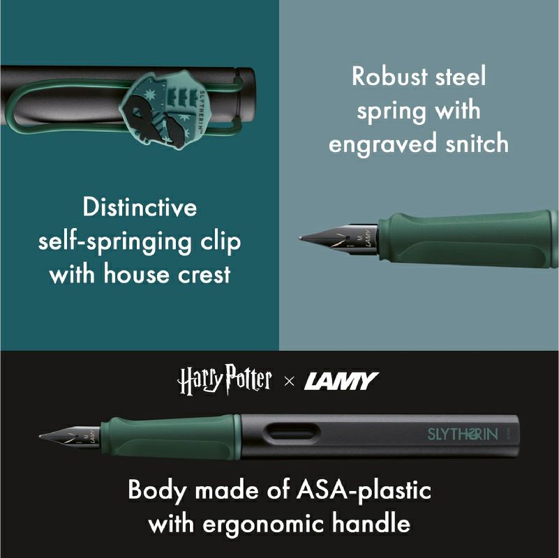 【名入れ無料】　ラミー サファリ LAMY Safari ハリーポッター Harry Potter ハリポタ 万年筆 ペーパーブランクス Paperblanks スリザリン ホグワーツ ミディ 罫線 ノート 2点セット 誕生日 ギフト 推し活