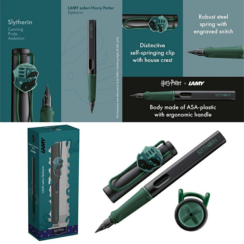 【名入れ無料】ハリーポッター Harry Potter ハリポタ ラミー サファリ LAMY Safari 万年筆 ペーパーブランクス Paperblanks スリザリン ホグワーツの伝説 mini 無地 ノート 2点セット